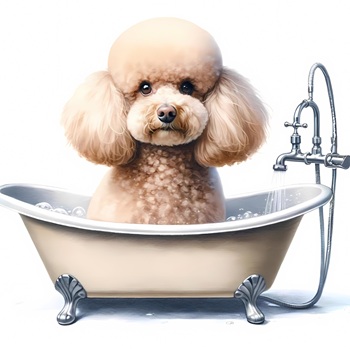poodle in tub