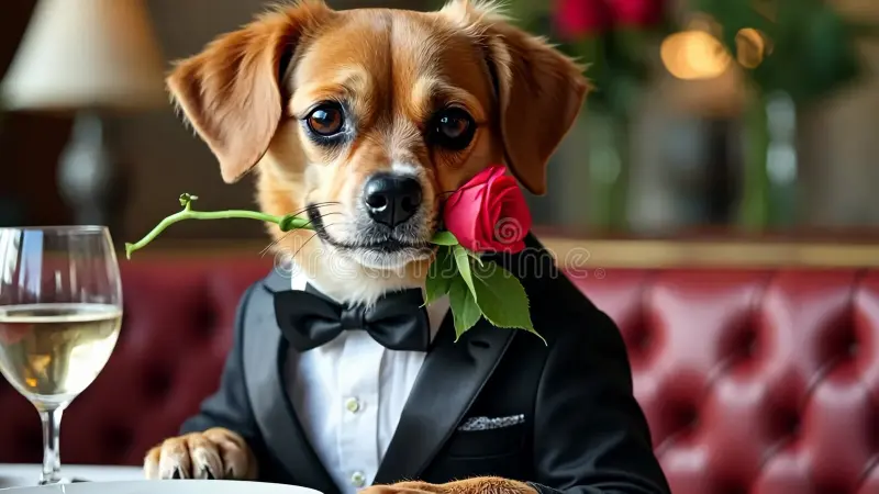dog in tux